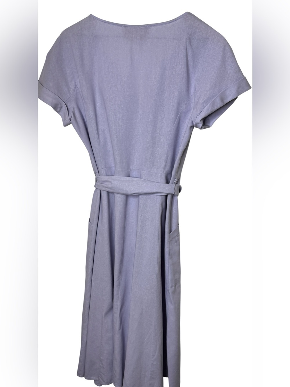 Gal Meets Glam Vanessa Lavender Linen Blend Button Front Midi Dress Size 12 - Picture 7 of 13